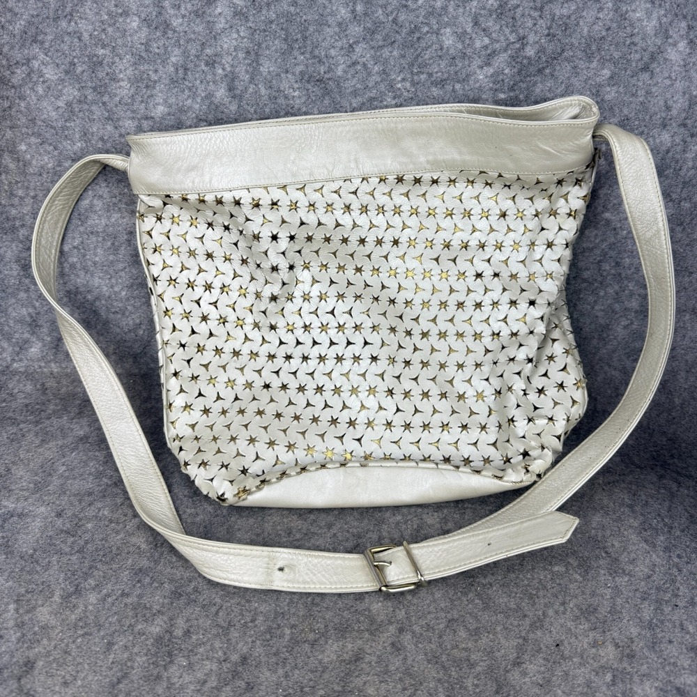 NEIMAN MARCUS Cut out Gold Stars Leather Bucket Shoulder Bag Vintage 90s Y2K